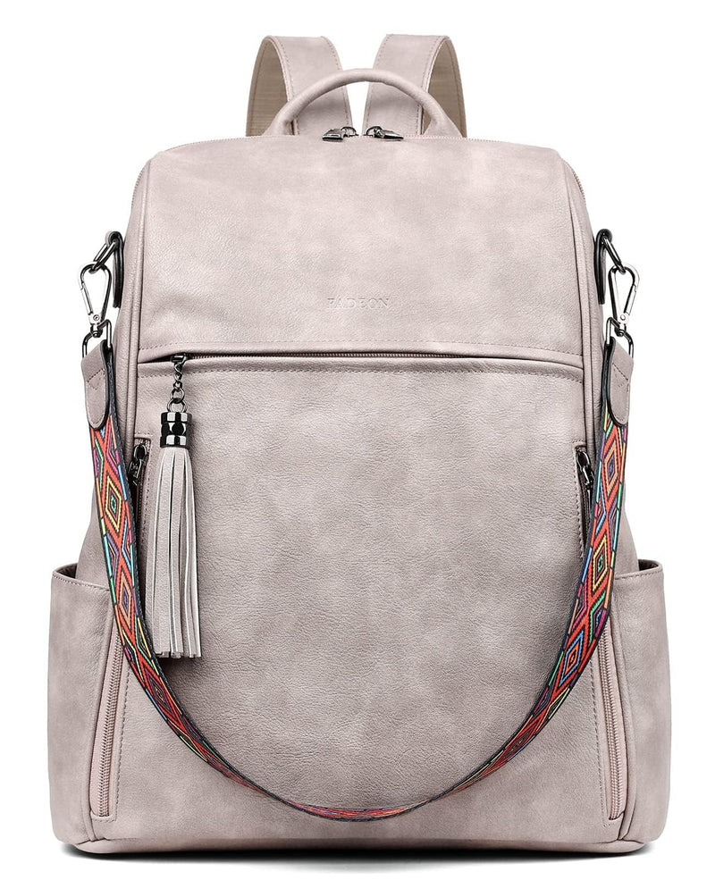 FADEON Laptop Backpack Purse for Women Large Designer PU Leather Laptop Bag, Ladies Computer Shoulder Bags