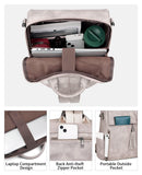 FADEON Laptop Backpack Purse for Women Large Designer PU Leather Laptop Bag, Ladies Computer Shoulder Bags