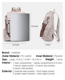 FADEON Laptop Backpack Purse for Women Large Designer PU Leather Laptop Bag, Ladies Computer Shoulder Bags