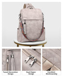 FADEON Laptop Backpack Purse for Women Large Designer PU Leather Laptop Bag, Ladies Computer Shoulder Bags