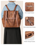 FADEON Large Laptop Tote Bag for Women Designer Leather Laptop Bag Fashion Travel Backpack Purse Shoulder Handbag Brown