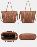 FADEON Large Laptop Tote Bag for Women Designer Leather Laptop Bag Fashion Travel Backpack Purse Shoulder Handbag Brown