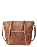 FADEON Large Laptop Tote Bag for Women Designer Leather Laptop Bag Fashion Travel Backpack Purse Shoulder Handbag Brown