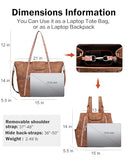 FADEON Large Laptop Tote Bag for Women Designer Leather Laptop Bag Fashion Travel Backpack Purse Shoulder Handbag Brown