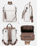 FADEON Leather Backpack Purse for Women Designer Travel Backpack Purses PU Fashion Ladies Shoulder Bag with Tassel White