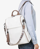FADEON Leather Backpack Purse for Women Designer Travel Backpack Purses PU Fashion Ladies Shoulder Bag with Tassel White