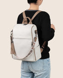 FADEON Leather Backpack Purse for Women Designer Travel Backpack Purses PU Fashion Ladies Shoulder Bag with Tassel White