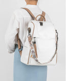 FADEON Leather Backpack Purse for Women Designer Travel Backpack Purses PU Fashion Ladies Shoulder Bag with Tassel White