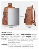 FADEON Leather Laptop Backpack for Women Designer 15.6 inch PU Laptop Bag, Ladies Travel Computer Work Backpack Brown