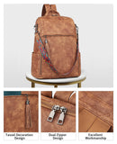 FADEON Leather Laptop Backpack for Women Designer 15.6 inch PU Laptop Bag, Ladies Travel Computer Work Backpack Brown