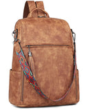 FADEON Leather Laptop Backpack for Women Designer 15.6 inch PU Laptop Bag, Ladies Travel Computer Work Backpack Brown