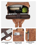 FADEON Leather Laptop Backpack for Women Designer 15.6 inch PU Laptop Bag, Ladies Travel Computer Work Backpack Brown