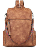 FADEON Leather Laptop Backpack for Women Designer 15.6 inch PU Laptop Bag, Ladies Travel Computer Work Backpack Brown