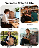 FADEON Leather Laptop Backpack for Women Designer 15.6 inch PU Laptop Bag, Ladies Travel Computer Work Backpack Brown