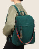 FADEON Leather Laptop Backpack for Women Designer 15.6 inch PU Laptop Bag, Ladies Travel Computer Work Backpack Green