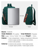 FADEON Leather Laptop Backpack for Women Designer 15.6 inch PU Laptop Bag, Ladies Travel Computer Work Backpack Green
