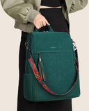FADEON Leather Laptop Backpack for Women Designer 15.6 inch PU Laptop Bag, Ladies Travel Computer Work Backpack Green