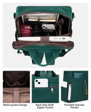 FADEON Leather Laptop Backpack for Women Designer 15.6 inch PU Laptop Bag, Ladies Travel Computer Work Backpack Green