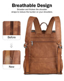 FADEON Leather Laptop Backpack for Women, Designer Ladies Work Travel Computer Backpack with Laptop Compartment Purse Brown