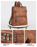 FADEON Leather Laptop Backpack for Women, Designer Ladies Work Travel Computer Backpack with Laptop Compartment Purse Brown