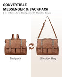 FADEON Messenger Bag for Women, 17L Leather Satchel Backpack Purse