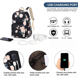 FADOVYE Laptop Backpack for Girls Women, School Backpack with Lunch Bag and Pencil Bag, College Bookbag Travel Daypack with USB Charging Port and Headphone Interface, Floral