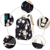 FADOVYE Laptop Backpack for Girls Women, School Backpack with Lunch Bag and Pencil Bag, College Bookbag Travel Daypack with USB Charging Port and Headphone Interface, Floral