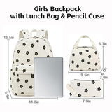 FADOVYE School Backpack for Girls Laptop Backpack for Teen Women Preschool Kindergarten Elementary Kids Bookbags Travel Daypack with Lunch Bag and Pencil Case (Corduroy Floral)