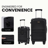 Fagoza 20 Inch Hardside Carry on Luggage with Spinner Wheels, 22x14x9 Airline Approved Carry on Luggage with Front Pocket, TSA Lock, USB Charging Port, Black