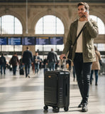 Fagoza 20 Inch Hardside Carry on Luggage with Spinner Wheels, 22x14x9 Airline Approved Carry on Luggage with Front Pocket, TSA Lock, USB Charging Port, Black