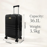 Fagoza 20 Inch Hardside Carry on Luggage with Spinner Wheels, 22x14x9 Airline Approved Carry on Luggage with Front Pocket, TSA Lock, USB Charging Port, Black