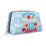 FAIOJA Future Genius At Work PVC Leather Clutch Zipper Makeup Bag For Women (Large) Portable Toiletry Bag With Divided Pockets Travel Storage Pouch