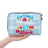 FAIOJA Future Genius At Work PVC Leather Clutch Zipper Makeup Bag For Women (Large) Portable Toiletry Bag With Divided Pockets Travel Storage Pouch