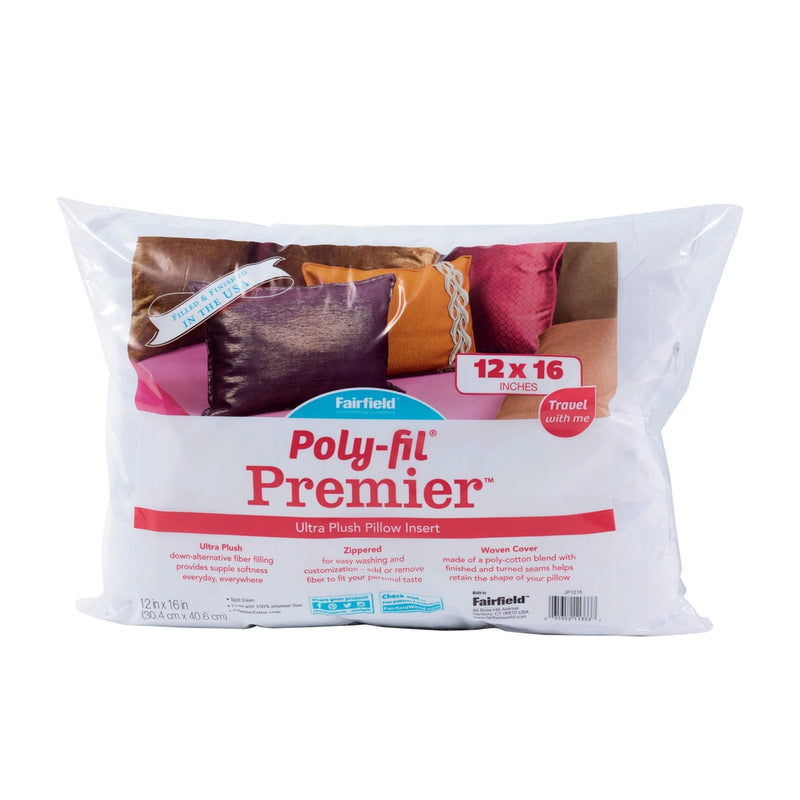 Fairfield Poly - Fil Premier Accent/Travel Pillow Insert, 12" x 16", White,JP1216