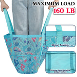 Fammart Mesh Beach Bag, Large Beach Tote with Zipper Pocket, Toys Pool Bag for Family Travel Vacation Cruise Essentials, Large - Beach Element