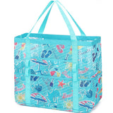 Fammart Mesh Beach Bag, Large Beach Tote with Zipper Pocket, Toys Pool Bag for Family Travel Vacation Cruise Essentials, Large - Beach Element