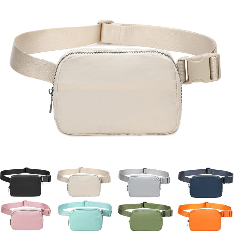 Fanny Belt Bag Waist Pack Crossbody Bags Bum Bag for Running Hiking Travel Workout Adjustable Strap for Women - beige