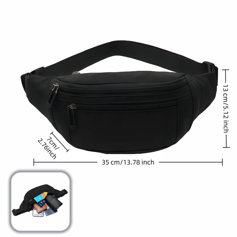 Fanny Pack Belt Bag for Men and Women, Anti - Theft Fanny Pack,Water - Resistant with 3 - Zipper Pockets,waterproof fanny pack,Lightweight Running Waist Pack for Travel,Running,Hiking,Cycling