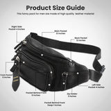 Fanny Pack Waist Bag Multifunction Genuine Leather Hip Bum Bag Travel Pouch for Men and Women - Multiple Pockets & Sturdy Zippers Ideal for Hiking Running And Cycling
