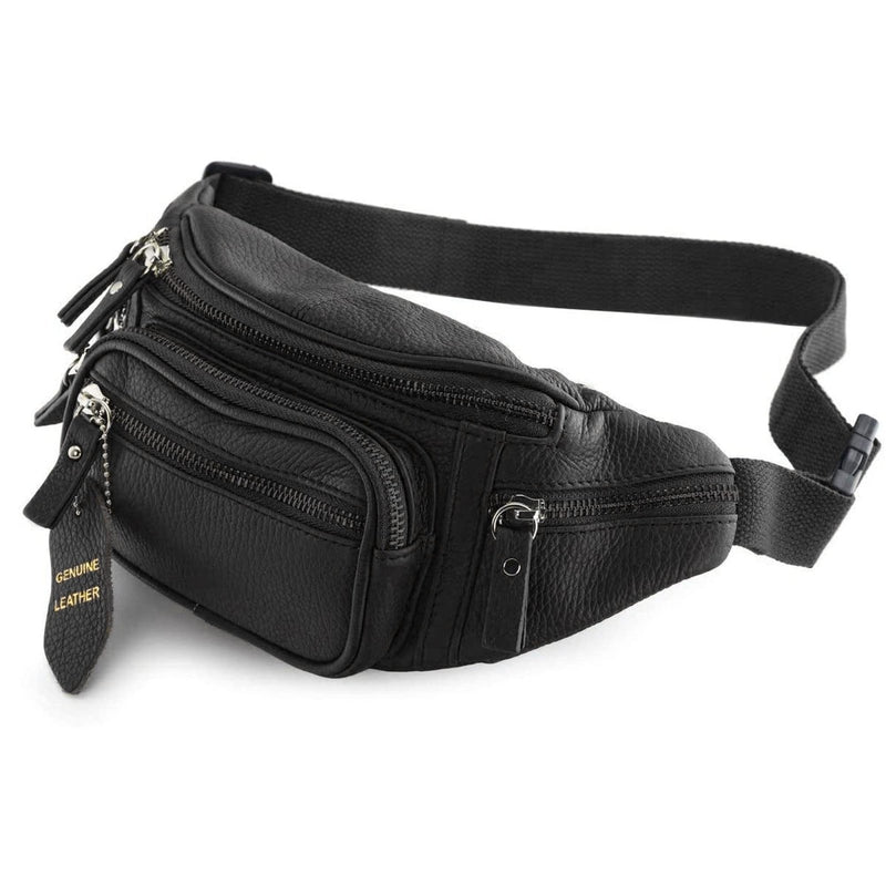 Fanny Pack Waist Bag Multifunction Genuine Leather Hip Bum Bag Travel Pouch for Men and Women - Multiple Pockets & Sturdy Zippers Ideal for Hiking Running And Cycling