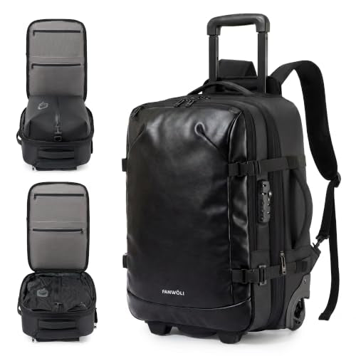 Fanwoli Vacuum Seal Backpack Travel with Built-in Electric Pump, Rolling Carry On Backpack with Wheels, Expandable Waterproof | Backpacks4Less