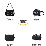 Fashion Crossbody Bag with Cute Accessories Nylon Casual Messenger Bag with Pendant Lightweight Handbag Travel Daypacks (Black)