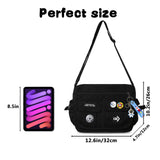 Fashion Crossbody Bag with Cute Accessories Nylon Casual Messenger Bag with Pendant Lightweight Handbag Travel Daypacks (Black)