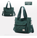 Fashion Women's Canvas Bag Mommy Large Capacity Crossbody Bag Nylon Casual Women's Shoulder Bag (green)