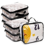 Fasmov 6 Pack Large Clear Travel Packing Cube, See - Through PVC Organizer, Vinyl Zippered Storage Bags Multipurpose Pouch with Handle for Suitcase Pants, Cashmere, Sweaters Shirts Dress Storage