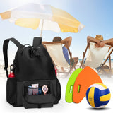Fasrom Mesh Beach Bag Backpack with Zipper Bottom, Sport Gym Backpack for Swimming, Beach, Pool and Travel(Patent Design), Black