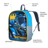 Fast Forward Batman Kids 15' Backpack | Padded Straps & Large Zip Compartment | Cool Batman Bookbag for Boys