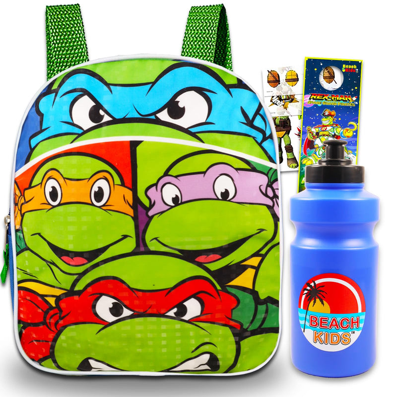 Fast Forward Teenage Mutant Ninja Turtles Mini Backpack for Boys, Girls Set - TMNT School Bag Bundle with 11" TMNT Backpack, Stickers, More | TMNT Backpack Preschool
