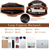 Faux Leather Messenger Bag for Men | 17 - 17.3 Inch Leather Mens Laptop Bag Leather Briefcasen Convertible Backpack 3 in 1 Computer Handbags Work Bag Shoulder Crossbody Bag Office | Vintage Brown