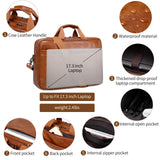 Faux Leather Messenger Bag for Men | 17 - 17.3 Inch Leather Mens Laptop Bag Leather Briefcasen Convertible Backpack 3 in 1 Computer Handbags Work Bag Shoulder Crossbody Bag Office | Vintage Brown